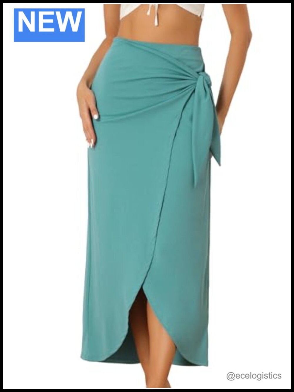Women's Boho High Waist Wrap Maxi Skirt Split Thigh Tie Waist